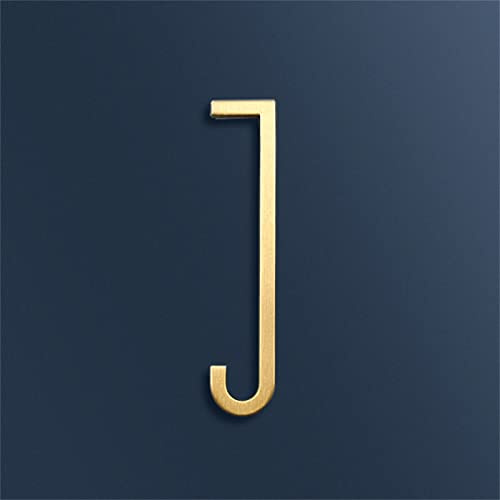 7cm Solid Brass 3D House Plaque Numbers 0-9 Letters A-Z Dash Sign Adhesive Glued Hotel Office Door Number Indoor Mailbox Address Digital Alphabet for Home Outdoor Plates Doorplate Room (J)