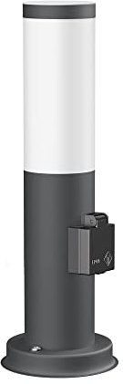ledscom.de Luce da sentiero/bitta PORU per esterni, IP44, 38 cm, antracite, 1x E27 max. 40W, presa di corrente