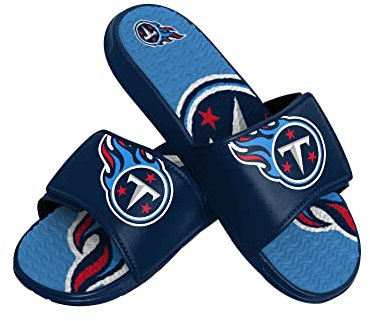 FOCO Tennessee Titans NFL Colorblock Big Logo Gel Slide Blue Badelatschen Hausschuhe - L