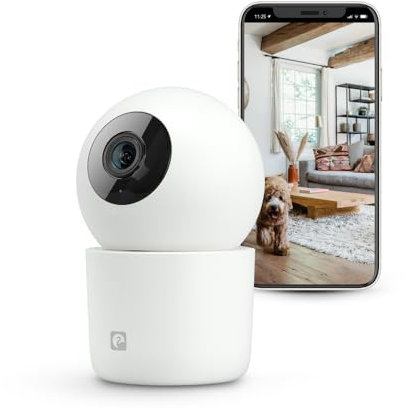Garza Smart - IA Cámara de Vigilancia 360º Interior IP WiFi 2.4GHz, 1440P 2.5K (Quad HD), Visión Nocturna, Detector IA (Personas, Animales, Ruido...), Control Remoto por App (Blanco)