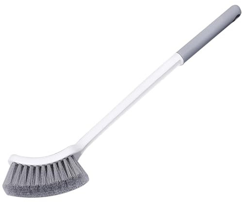 Lizbin Scopino per WC, scopino per WC dal design curvo per una pulizia profonda sotto il bordo, spazzola per WC con manico lungo, scopino compatto (bianco)