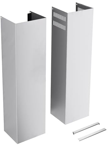 Wall Mount Range Hood Cover Extension Retractable Adjustable Kitchen Fan Chimney Vent Extender Duct Stainless Steel Upper and Lower 8 1/4(W) x6. 7(D) x 31 1/2~63(H)