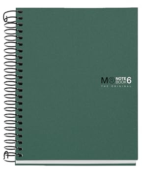 Miquelrius - Quaderno A6 a spirale 6 colori, Taccuino in polipropilene 0,8 mm, Quadretti 5 mm, Carta 70 g/m² microperforato senza fori, 150 fogli opachi, Notebook The Original, Kaki
