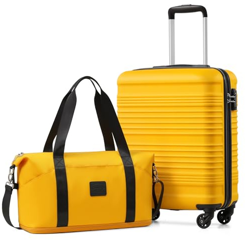 COOLIFE Cabin Suitcase, 55x40x20cm Cabin Luggage with ABS Hard Shell and Easyjet Bag 30L(45×36×20cm) Set, Carry On Suitcase with TSA Lock & 4 Wheels, Suitable for Ryanair, Easyjet, Paid Hand Luggage