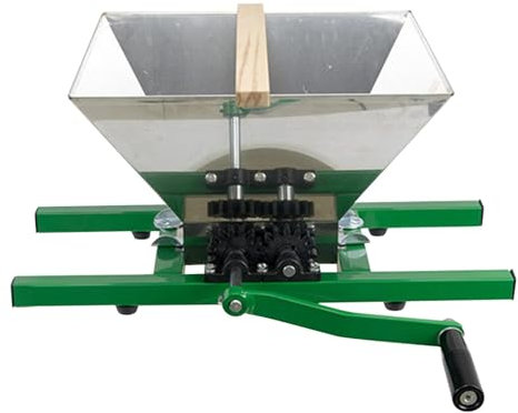 Obstmühle aus Edelstahl, Obstmühle, Manuelle Obstmühle aus Edelstahl, Obstzerkleinerer mit übergroßem 7-Liter-Trichter für Familientreffen, hausgemachten Obstwein, Obstläden, Lebensmittel- und Getränk