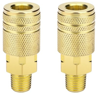 2 Pack 1/4 NPT Male Air Compressor Fittings, Quick Connect Hose Coupler
