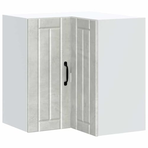 Tomostar Meuble d'angle Haut de Cuisine, Armoire Suspendue Cuisine Armoire d'angle Murale Lucca Gris béton 57 x 57 x 60 cm