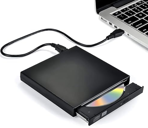 Reagle Grabadora externa delgada CD-R/DVD-ROM/RW USB-A/USB-B Plug and Play Windows 11/10/8/7 Linux OS Portable for PC Laptop Desktop