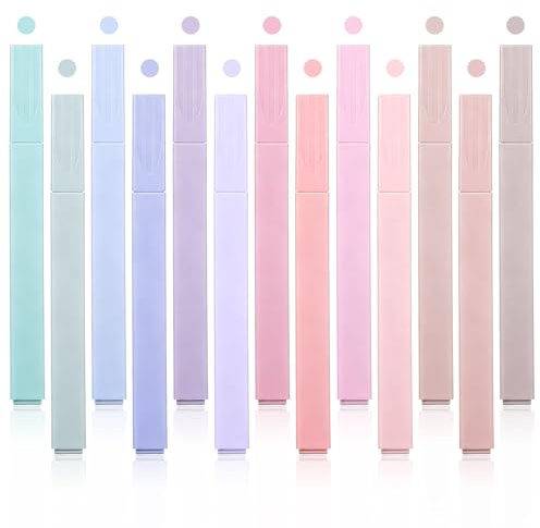 Ptwola 12 Stück Ästhetische Textmarker Stifte Pastell Bibel Marker Textmarker Assorted Colors No Bleed Highlighter Pen Easy to Hold für Journal Bibel Planer Notes School Office Supplies