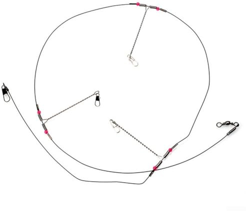 Líderes de alambre de pesca de acero inoxidable de 93 cm con broche y giro, línea principal tejida de plástico de 0,6 mm, aparejos de aparejos terminales para pesca, juego de 5 piezas para mar
