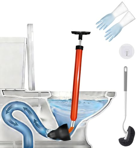 Upgraded Toilet Plunger,High Pressure Toilet Plunger,Powerful Air Drain Unclogger,Toilet Brush and Plunger Set,Toilet Snakes for Unclogging, Universal Unclogger tool for Bathroom(Plunger Upgrade)