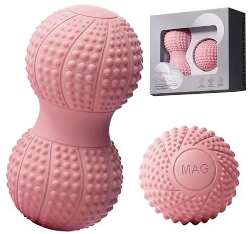 Juego de pelota de fascia y duoball de masaje, bola doble para fascia, bola de fascia, juego de doble bola de fascia, bola de fascia pequeña, diámetro de 6,5 cm, longitud 13 cm, bola fascia para pies