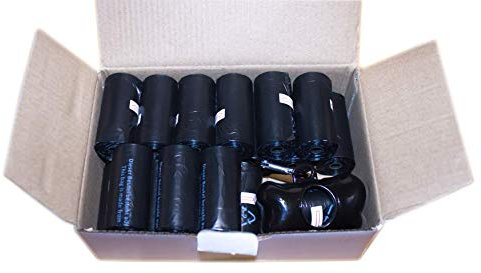 300 Stück Hundekotbeutel auf Rollen, inkl. Beutelspender und Metallclip, schwarze Gassibeutel in 22 x 30,5 cm