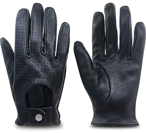 ZLUXURQ Gants de conduite en maille d'écran tactile en cuir de mouton doux Vintage pour femmes