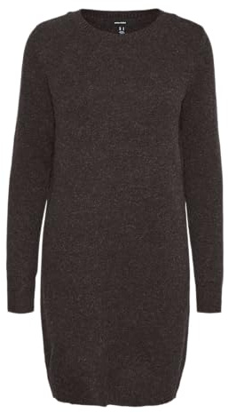 Vero Moda VMDOFFY LS GA Noos 10215523 Robe à col Rond pour Femme, Gâteau Chocolat W. Noir mélangé, M
