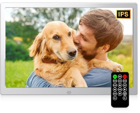 12 Zoll Digitaler Bilderrahmen Metall Silber - HD 1280x800 - USB/SD-Karte - Netzbetrieb (Adapter inkl.)