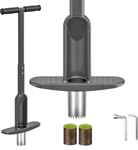 Lifeswell Bulb Planter, Long Handle Bulb Planting Tool, Garden Lawn Seeding Soil Sampler Tool, Serrated Base Gardening Bulb Transplanter with Soft Grip for Digging Holes to Plant Daffodils Tulips