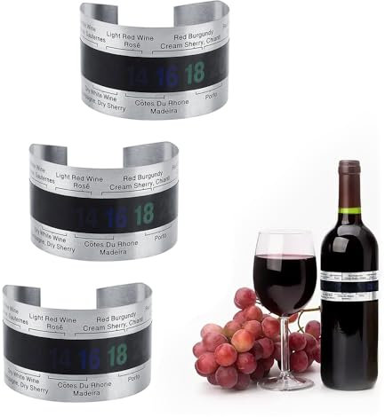 Vino Thermomètre à vin, Thermomètre LCD à Vin en Acier Inoxydable, Lecture Instantanée, Bracelet de Bouteille de Bière, Capteur de Température, Manchette de Thermomètre de Température (3Pcs)