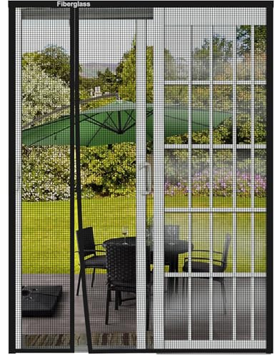 Risareyi Vändbart magnetiskt myggnät 165 x 225 cm, svart glasfibernät, sidoöppning gardin insektsdörr balkongfönster, automatisk stängning