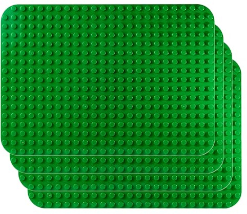 Apostrophe Games Green Building Block Base Plate for Large Blocks 15 x 10 - Compatible with Major Brands, STEM Learning (4X Green)