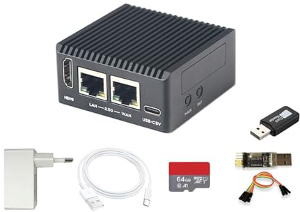 NanoPi R76S Mini Router Repeater FriendlyWrt, LPDDR5 16GB RAM 32GB eMMC 6TOPS NPU RK3576 SoC mit Al Modell, Dual 2.5G Ethernet Port für IoT NAS Smart Gateway (TF Card Kit,with WiFi Module,16GB)