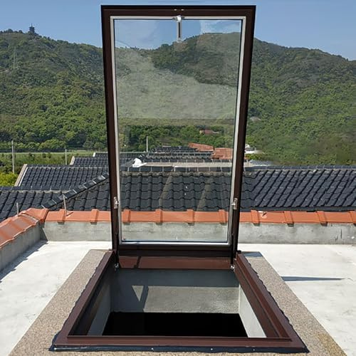 Puits de Lumière pour Toitures, Puits de Lumière pour Toit Plat, Fenêtre de Ventilation, Porte de Sous-sol Avec Double Vitrage Trempé pour Toiture, Grenier, Sous-sol et Véranda(LxW 24x16in/60x40cm)