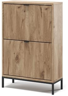 Vicco Shoe tipper Eliza, Viking Oak, 60 x 92 cm with 2 folding drawers, for storing shoes in the hallway or entrance area