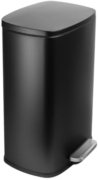 Spacetronik Mülleimer 50L, Abfalleimer aus Edelstahl, Küchenmülleimer mit Softclose-Deckel, Einzelfach, Hygienische Abdeckung, Robuste Konstruktion, Mistkübel für Küche und Büro