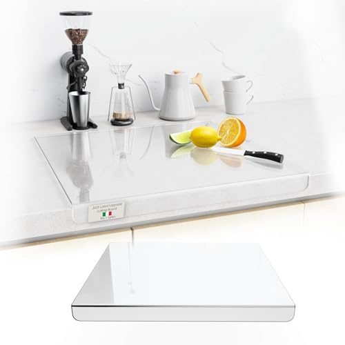 Acrylique planche à découper, Panneau de cuisine Transparent, Panneau de cuisine Cuisinier avec bord d'accrochage, Panneau à découper anti-glissement pour cuisine (La transparence, 40X30cm)