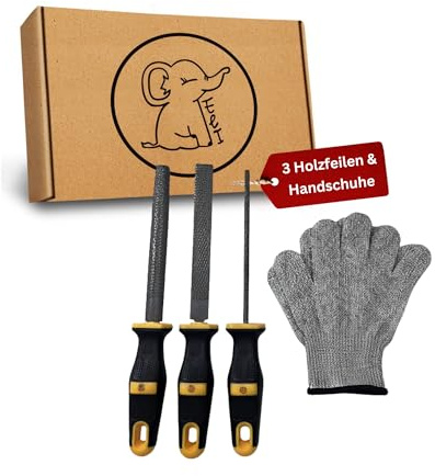 Eli® 3 Holzfeilen Set für Kinder inkl. Schutzhandschuhe - echte Holzraspel