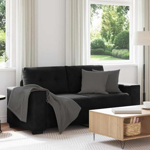 LoogCape Tvåsitsig soffa svart 181 cm sammet, modern relaxsoffa med skumstoppning, robust plywoodram för vardagsrum, sovrum