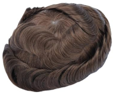 Perruque de cheveux humains toupet for hommes Mono et Pu avec toupet de cheveux avant en dentelle 6 système de remplacement de cheveux(7x10)