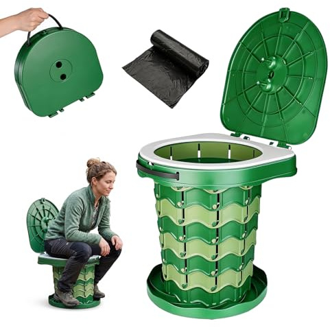 Toilettes de camping pliables avec sac de toilette, toilettes de camping avec couvercle, toilettes portables stables max 180 kg, toilettes sèches, WC de camping portable, toilettes portables pour la
