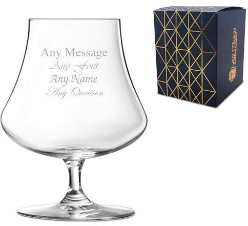 Bicchiere da brandy per cognac, personalizzabile con qualsiasi nome o messaggio, incisione laser, confezione regalo inclusa, ricordo su misura per ogni occasione