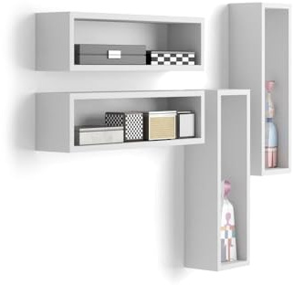 Mobili Fiver, Set of 4 Iacopo cube wall units, Matt White, Made In Italy
