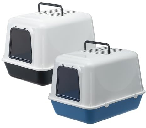 Ferplast Arenero Gatos Cubierto, Arenero Gato, 2 Filtros de Carbón Activado Antiolor Incluidos, Puerta Oscura Oscilante, 39,5 x 52,5 x h 38 cm, Arenero para Gatos Clear Cat 20, Colores Variados