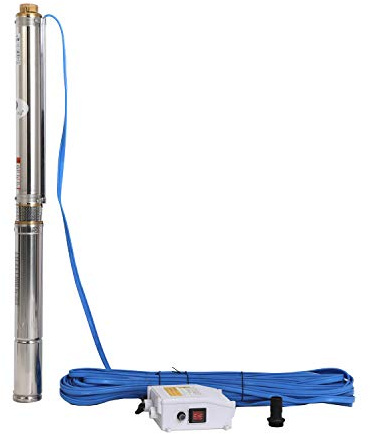 SHYLIYU Submersible Pumps 2.5 OD Pipe 110V/60HZ 0.37KW 0.5HP Stainless Steel 1 Outlet Submersible Bore Pump Deep Well Pump with Control Box for Farm Irrigation