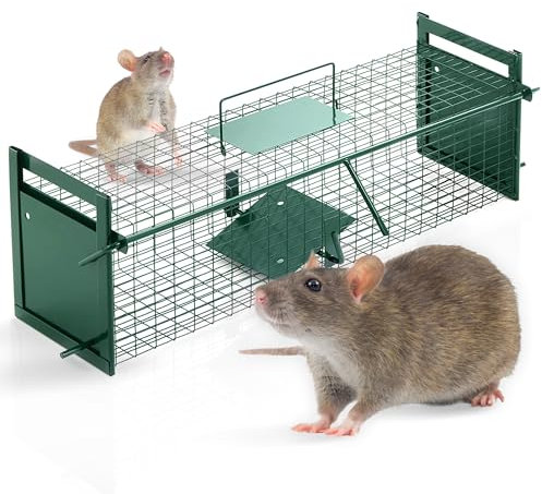 Garthein - Lebendfalle 60cm für Mäuse, Ratten und Marder Rattenfalle lebendfalle Maus Mausefalle Biss sicher bissfest Wetterfest robust einfache Anwendung schnell aufgebaut Outdoor Tier in Grün