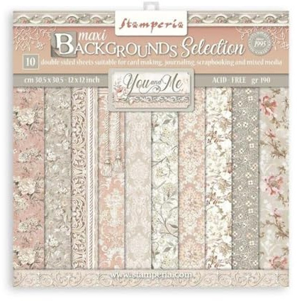 Stamperia International Stamperia-Scrapbooking Pad-You and Me-Backgrounds, blanco, OSFA
