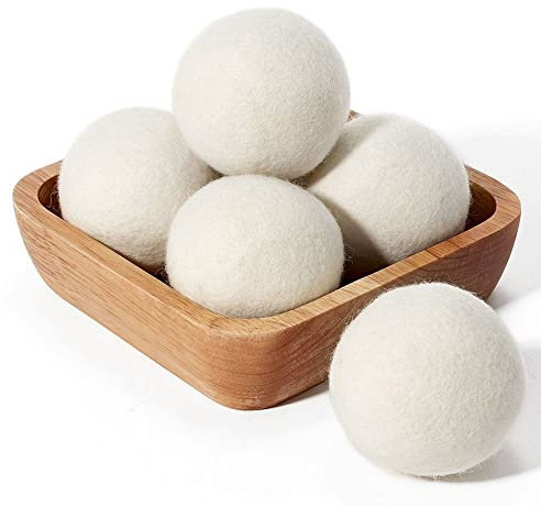 PalviHome Lot de 6 balles de laine pour sèche-linge pour réduire le temps de séchage, l'adhérence statique et les plis – Adoucissant naturel – Fabriquées à la main et réutilisables – Taille L