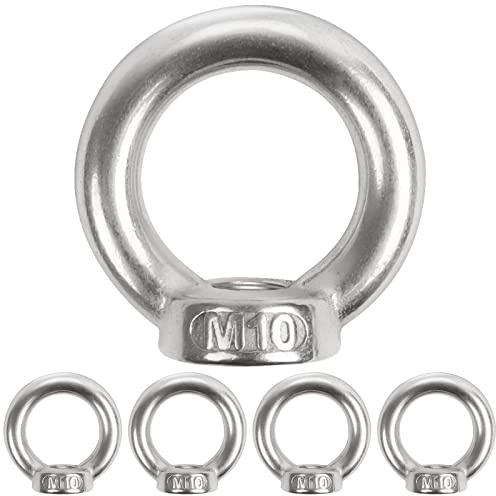 5 dadi ad anello M10, Leryati 304 in acciaio inox filettato, dado ad anello, dadi ad anello, dadi ad anello per fissare ornamenti da appendere, vasi di fiori, supporto per altalena, ecc.