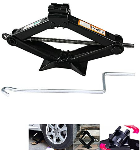 2 Ton Rustproof Scissor Car Jack Floor Lift with Speed Handle, Heavy Duty Scissor Jack 105-385mm Steel Lifting Jack Lift Wind Up Tools for Car Van Emergency Car Jack Kit, Car Tyre Repair Changing Tool