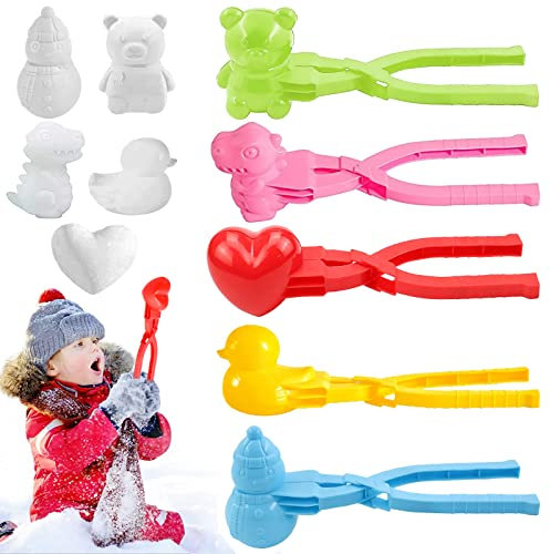 Schneeballzange, 5 Stück Schneeball Former, Sandball Clip, Maker, Schlitten Kinder Winter Schneespielzeug für Jungen Mädchen Sommer Winter Spaß Schneeballschlacht Spiele