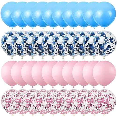60pcs 12inches Balloons Pink Blue Gender Reveal Arch Pastel and White Party for Boy or Girl Baby Shower Birthday Decorations