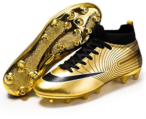 IFIKK Herren High Top Spike Cleats Athletics Fußballschuhe Unisex-Kinder Professionelle Trainingsschuhe (Gold, Adult, Numeric_35, Numeric, eu_Footwear_Size_System, medium)