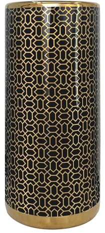ZOEJADE Minimalist Luxury Ceramic Umbrella Stand Umbrella Holder Vase for Umbrella Canes Walking Sticks Entryway Indoor 18 High Black Gold