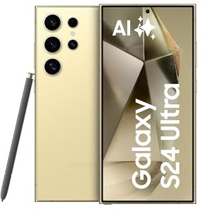Samsung Galaxy S24 Ultra AI Smartphone, Android-Handy ohne Vertrag, 12GB RAM/256GB Speicher, 200-MP-Kamera, S Pen, Lange Akkulaufzeit, Titanium Yellow, 3 Jahre Herstellergarantie