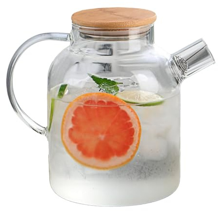1,8 L glaskanna vattenkaraff med lock, varm och kall glaskaraff, glaskaraff med lock för kalla drycker, kaffe, mjölk, iste, vin och juice