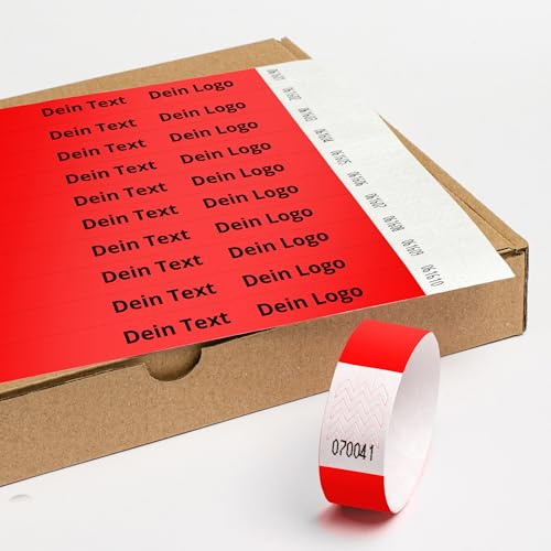 Bracelets Evenementiel avec Une Personnalisée 1000pce 19x255 mm Rouge