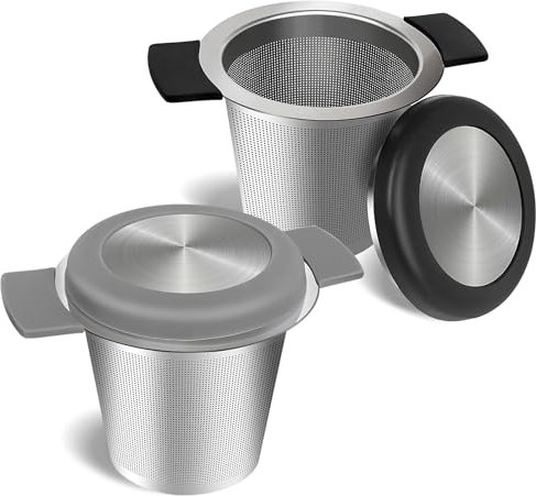 2PCS Tea Infuser for Loose Tea, 304 Fine Mesh Strainer with Silicone Heat Proof Handles, Tea and Coffee Filter for Cups,Teapots, Mugs